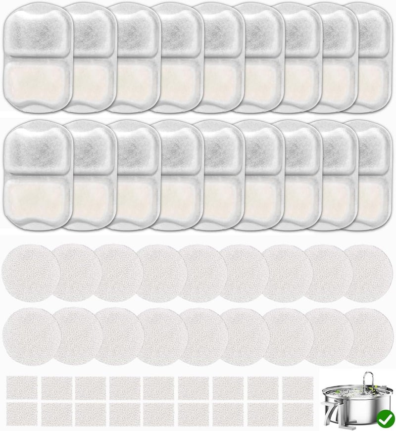 OUPUSES 18 Sets Pet Water Fountain Filter Replacement Compatible with Oneisall 7L/230oz Stainless Steel Dog Dispenser - Filtered Dog Water Bowl - Replacement Filters and Sponge - Image 1